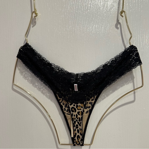 NWT Vintage PINK Victoria’s Secret Animal Print Silky Thong Panty - Picture 2 of 7